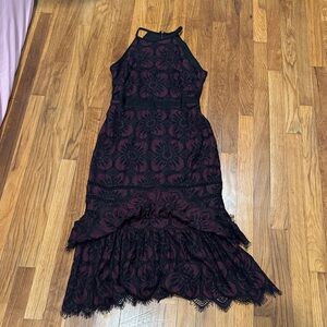 Banana Republic Black and Burgundy High Low Dress